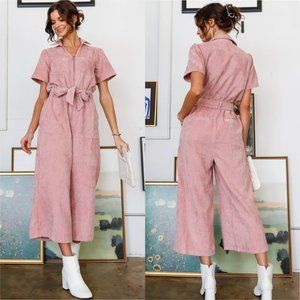 Mauve Velvet Short Sleeve Self-Tie Belted O-Ring Z